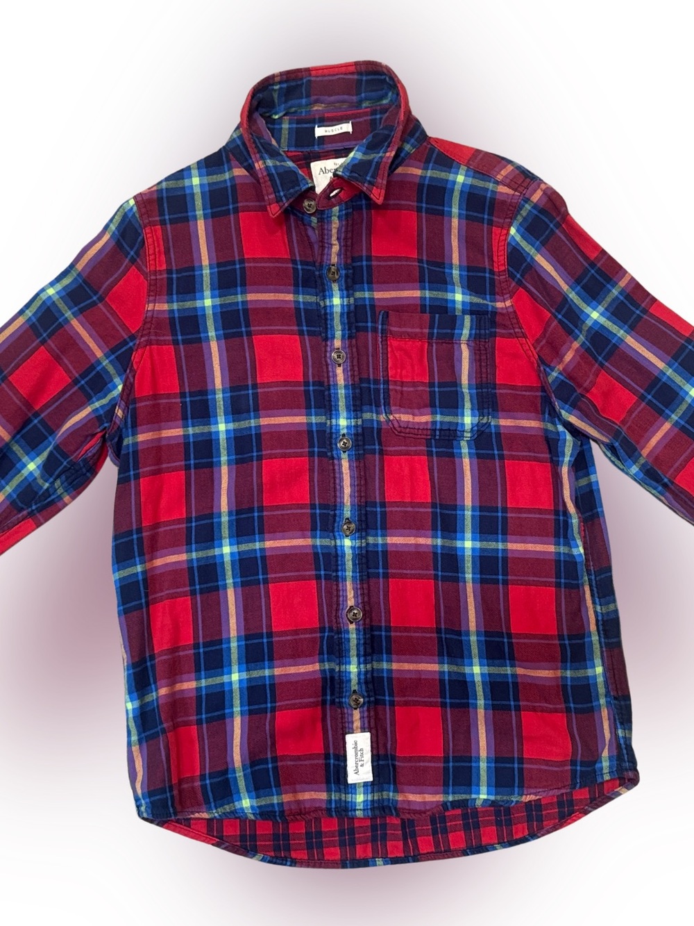 Abercrombie & Fitch Red Plaid Flannel Shirt Muscle Fit - Men's Vintage y2K